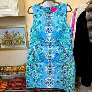 Lilly Pulitzer Aqua Cotton Shift Dress EUC L